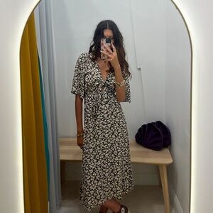 Floral Midi Dress with tie accent